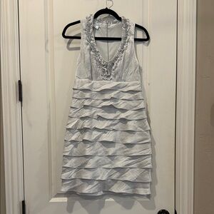 Elegant Silver Ruffled Dress